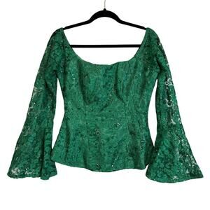 Vintage Fairy Y2k Top M/L Green St Patricks Day Lace Whimsygoth Fairycore Goblin